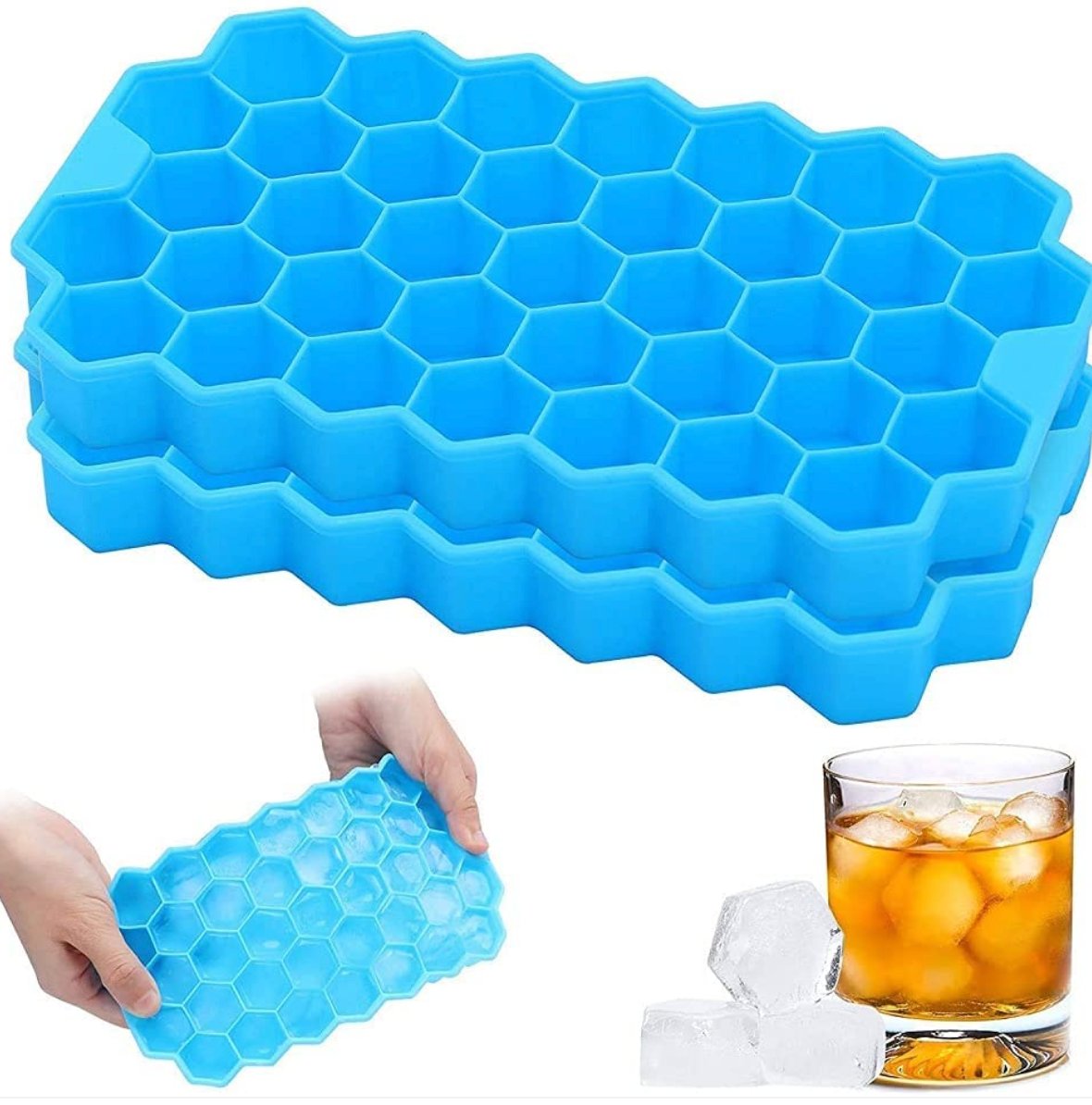 Flexible Silicone Honeycomb Ice Cube Tray | 37 Small Cubes | Multi-Use Mould