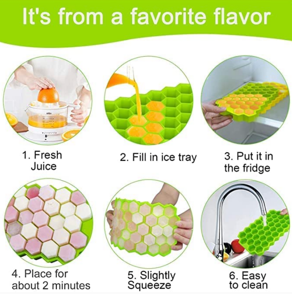 Flexible Silicone Honeycomb Ice Cube Tray | 37 Small Cubes | Multi-Use Mould