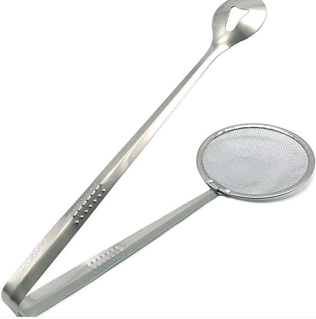 2-in-1 Stainless Steel Frying Filter Spoon & Clip Tool