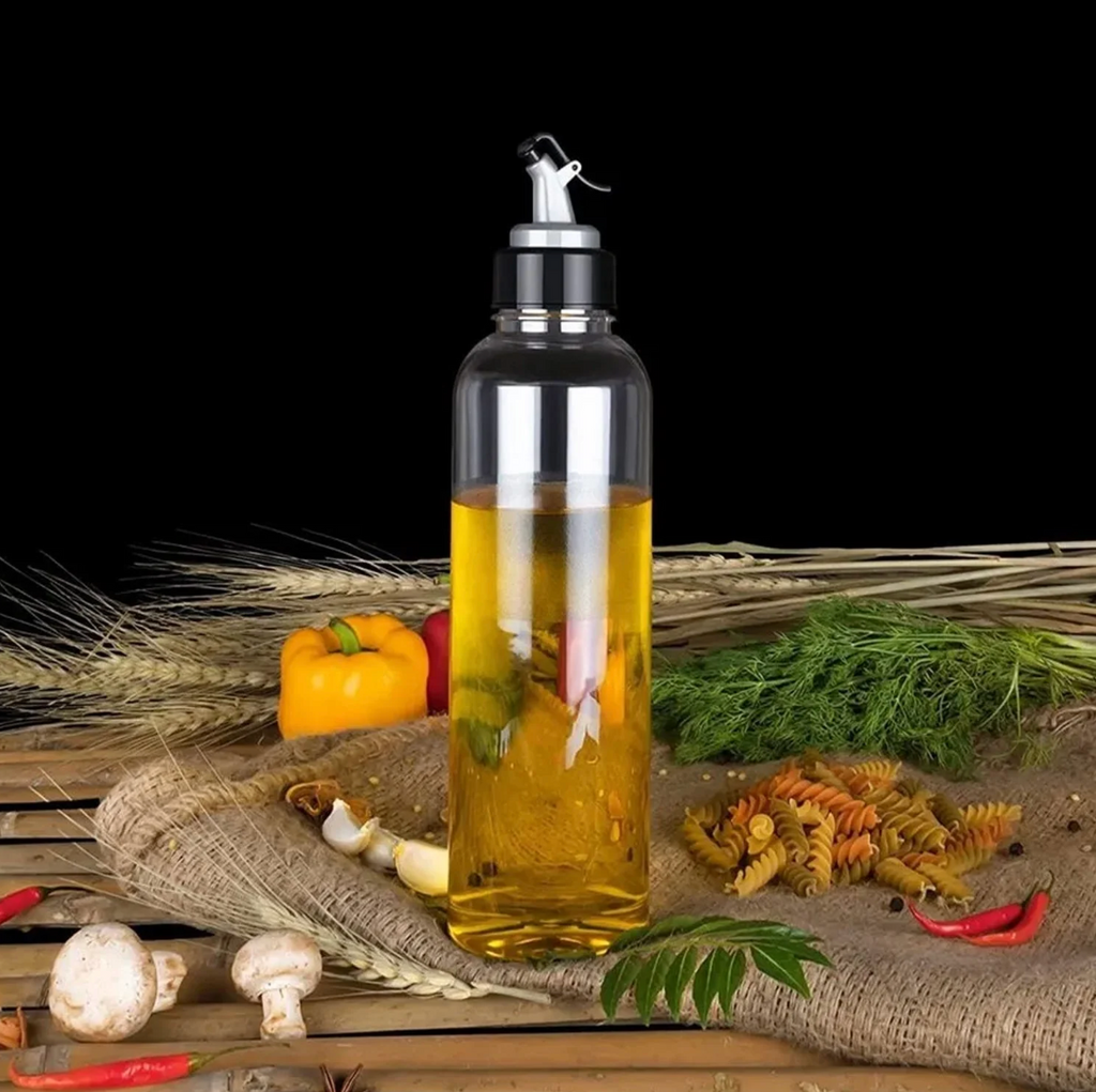 1L Clear Oil Dispenser with Lid & Drip-Free Spout – Plastic