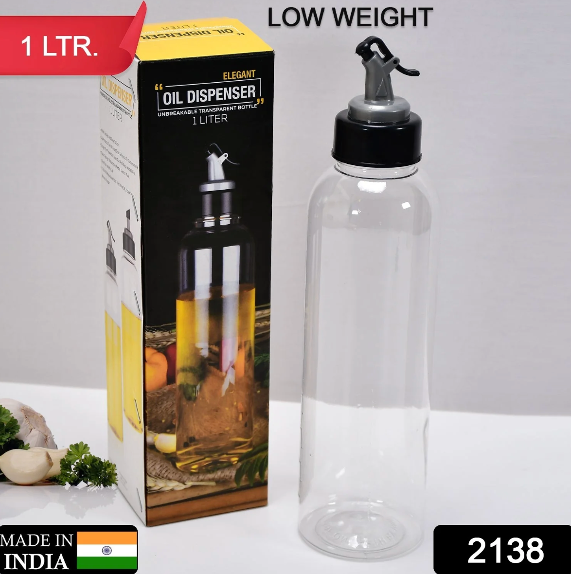 1L Clear Oil Dispenser with Lid & Drip-Free Spout – Plastic