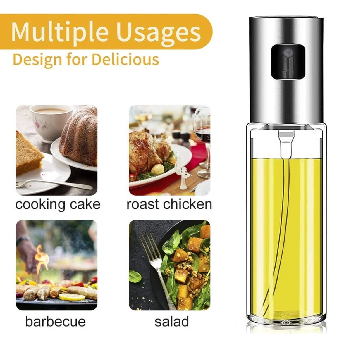 Glass Oil Sprayer Dispenser Bottle 100ml | Even Mist for Healthy Cooking