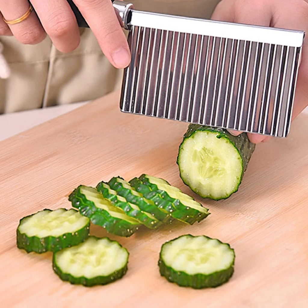 Stainless Steel Crinkle Cutter Knife | Wavy Cuts for Veggies, Fries & Salads