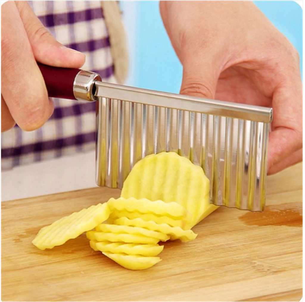 Stainless Steel Crinkle Cutter Knife | Wavy Cuts for Veggies, Fries & Salads