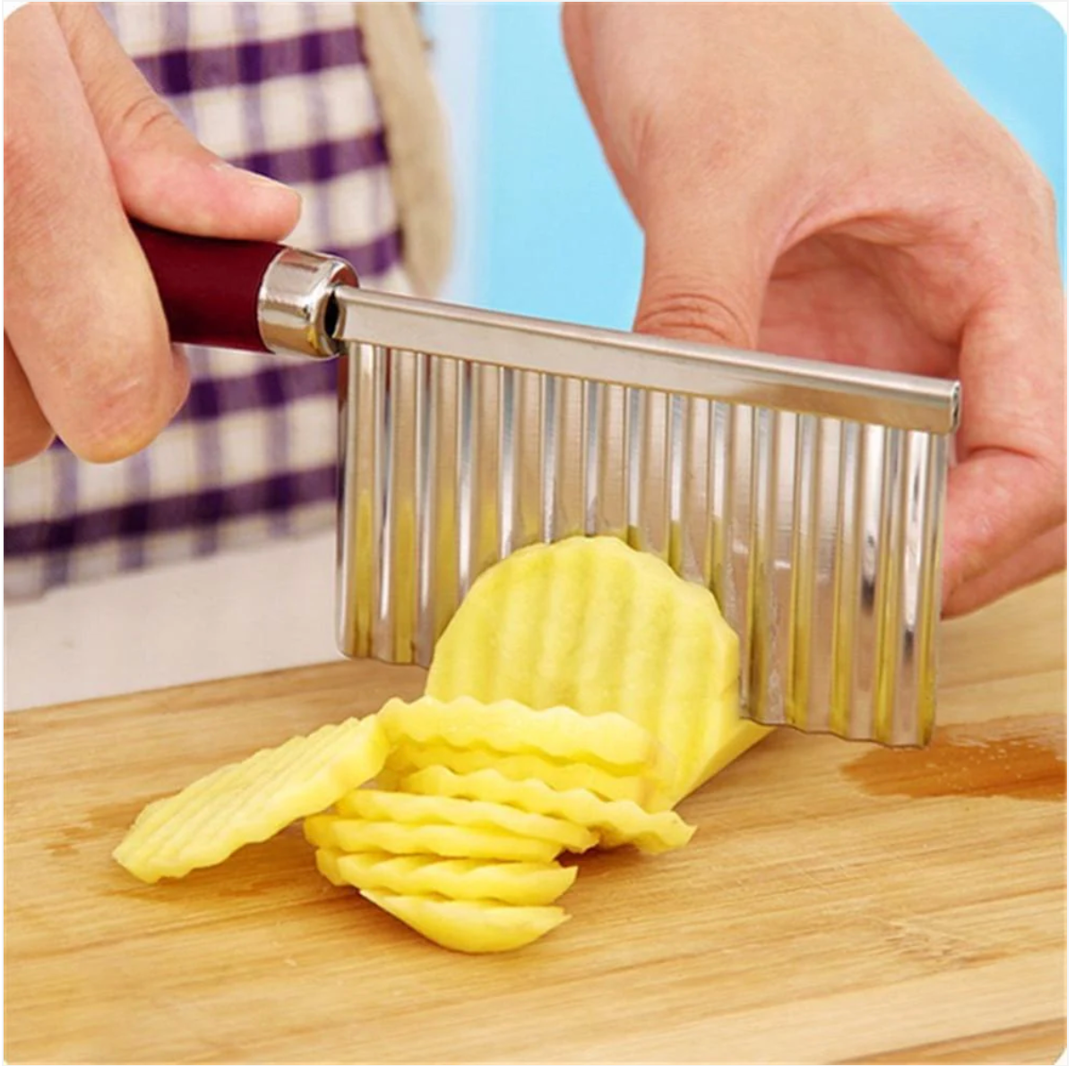 Stainless Steel Crinkle Cutter Knife | Wavy Cuts for Veggies, Fries & Salads