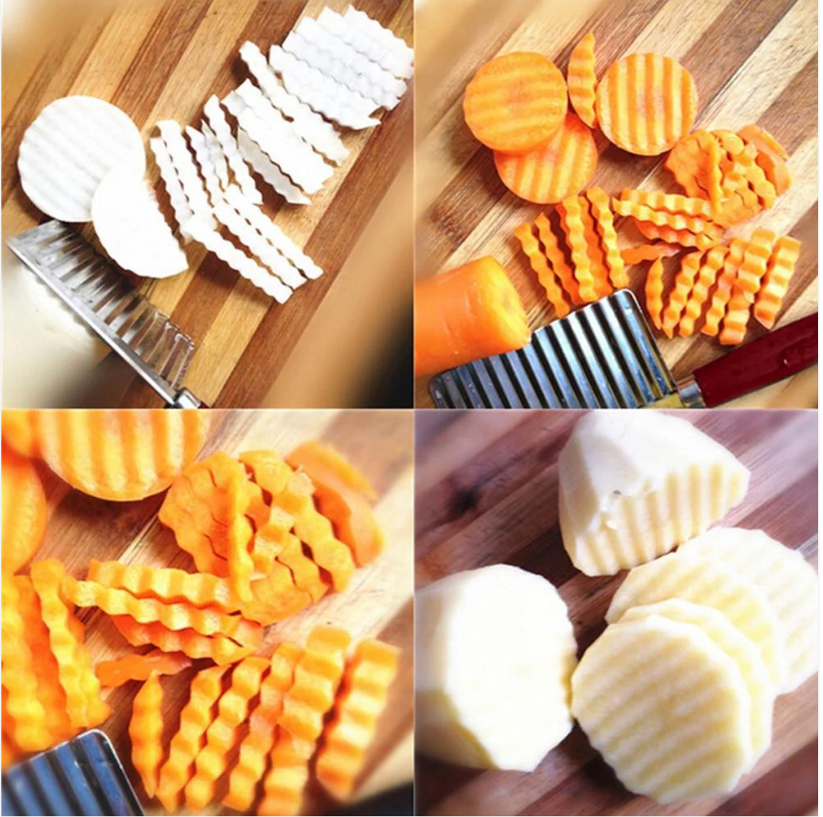 Stainless Steel Crinkle Cutter Knife | Wavy Cuts for Veggies, Fries & Salads