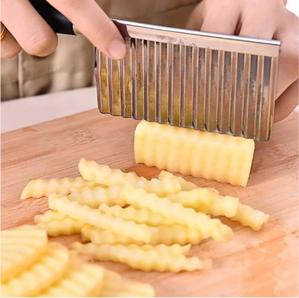 Stainless Steel Crinkle Cutter Knife | Wavy Cuts for Veggies, Fries & Salads