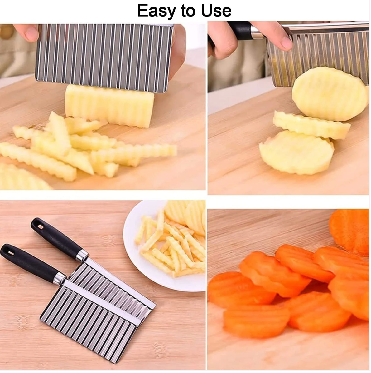Stainless Steel Crinkle Cutter Knife | Wavy Cuts for Veggies, Fries & Salads