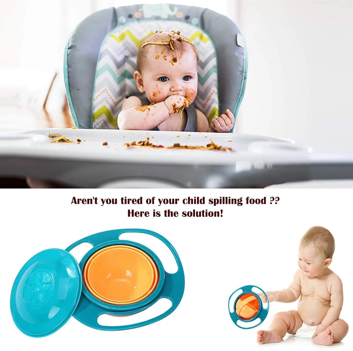 Gyro Rotating Baby Bowl | Spill-Proof Food Bowl for Kids & Toddlers