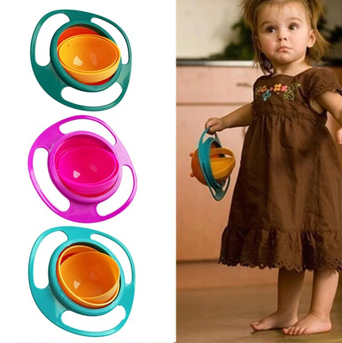 Gyro Rotating Baby Bowl | Spill-Proof Food Bowl for Kids & Toddlers