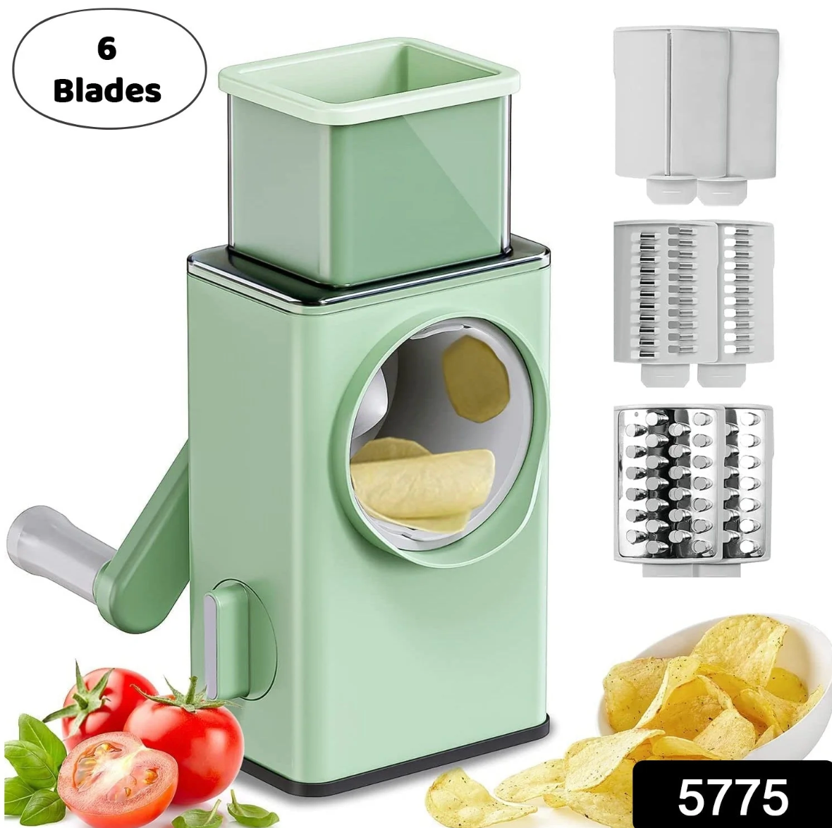 Stainless Steel Vegetable Chopper with 6 Blades - Kitchen Mandoline Slicer